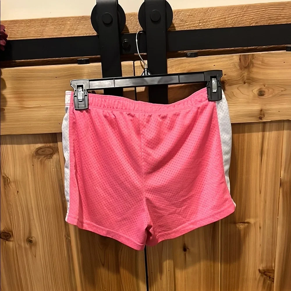 Justice Vibrant Pink and Soft White Mesh Shorts